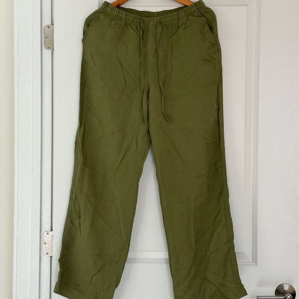 Women’s Olive Green Linen Pants